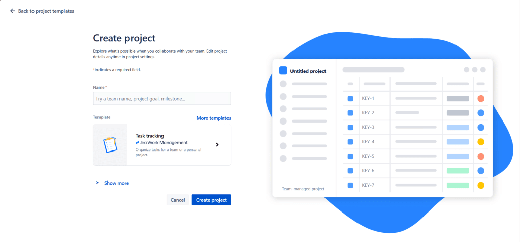 How to use Jira - project name set screen
